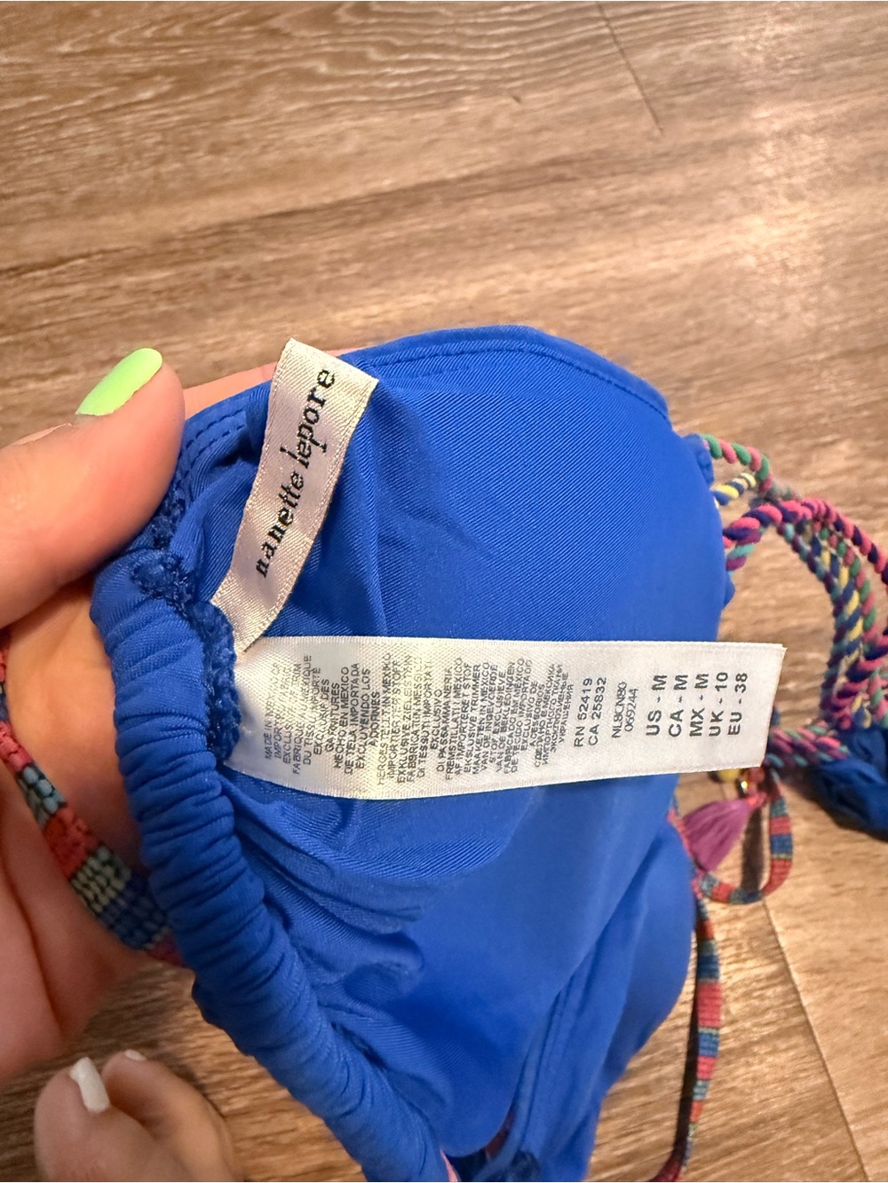 Nanette Lepore Blue Bikini with Multicolor Trim - Picture 5 of 5